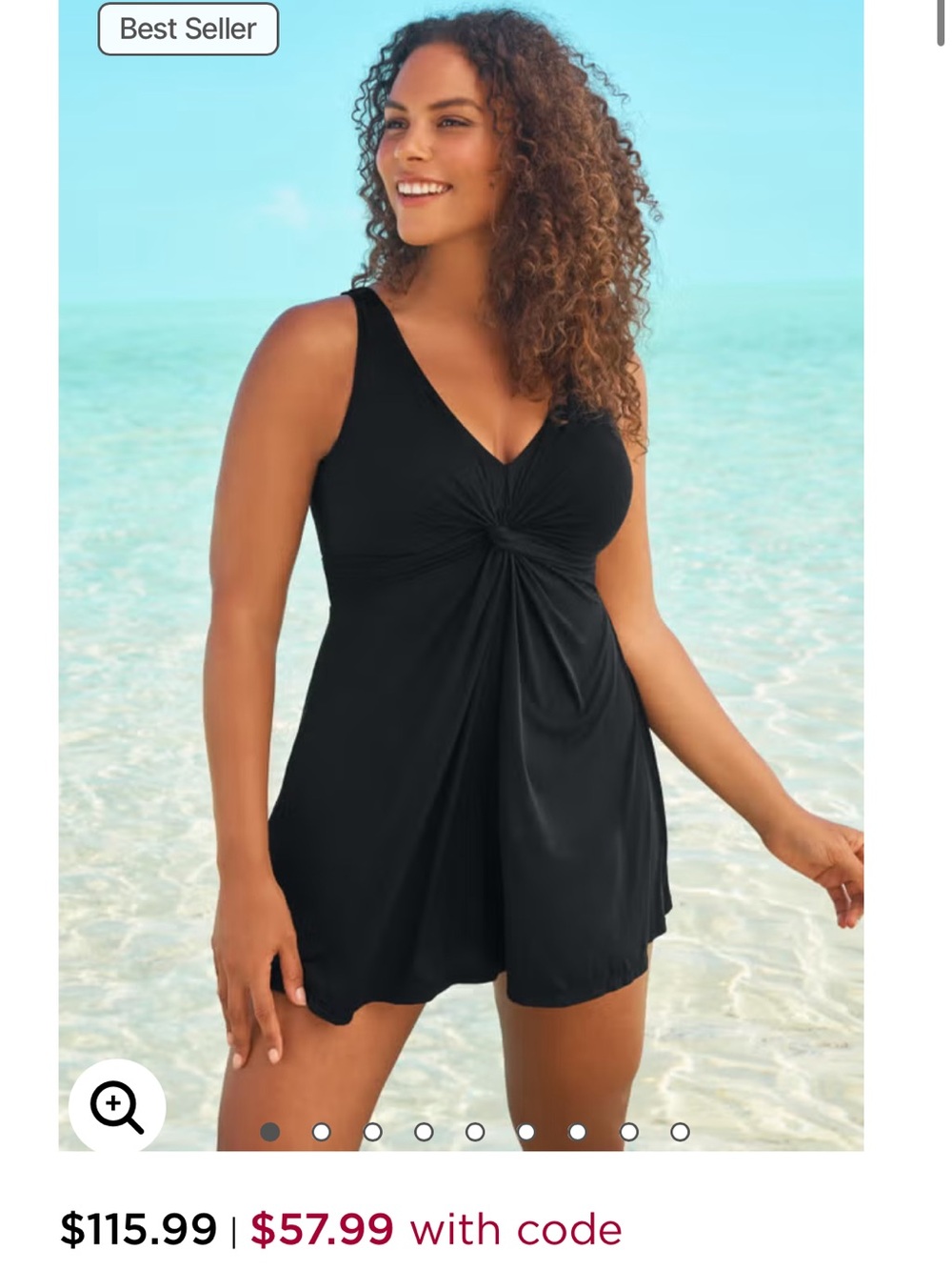 Swimsuits For All Black V-Neck Twist-Front Swimdress